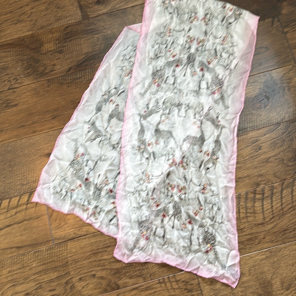 Ted Baker London Silk Scarf Elephants Giraffes Rhinos floral - Picture 1 of 6